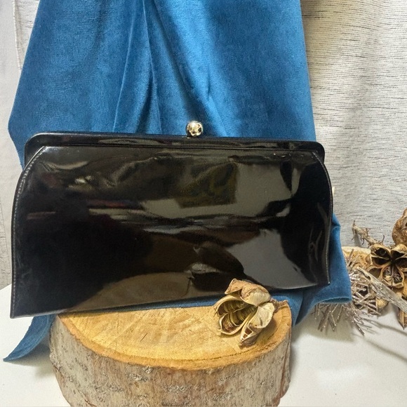 Handbags - Elegant Vintage “ Theodor” Black Clutch Bag- Black Patent leather